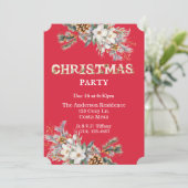 ヴィンテージ レッド アンド ホワイト グリーンのクリスマスパーティー 招待状 (スタンド正面)