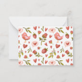 ヴィンテージ レッド イチゴ フラワーバレンタインデー ノートカード (裏面)