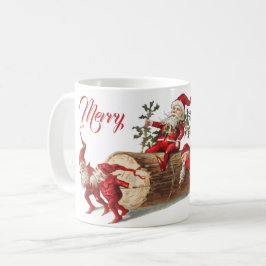 ヴィンテージ レッド クリスマス エルフ 冬の休日 パーティー コーヒーマグカップ