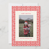 ヴィンテージ レッド クリスマス 幾何学柄キルト 写真 (正面)