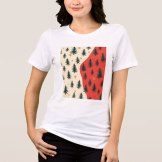 ヴィンテージ レッド&グリーン クリスマスツリー柄 トライブレンドTシャツ