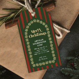 ヴィンテージ レッド グリーン ストライプ 手作り ギフト クリスマス ギフトタグ