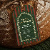 ヴィンテージ レッド グリーン ストライプ 手作り ギフト クリスマス ギフトタグ