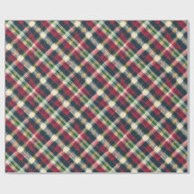 ヴィンテージ レッド グリーン ネイビー Plaid タータン ホリデー