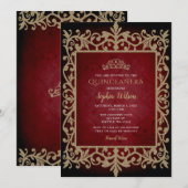 ヴィンテージ レッド ゴールド プリンセス ティアラ キンセアニエラ 招待状 (正面/裏面)