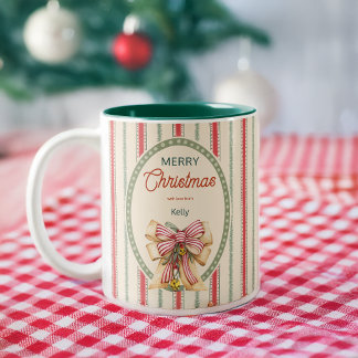 ヴィンテージ レッド ストライプ グランドミレニアル クリスマス ツートーンマグカップ