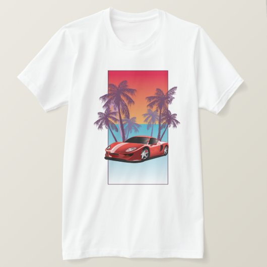 ヴィンテージ レッド スポーツカー Tシャツ (デザイン正面)