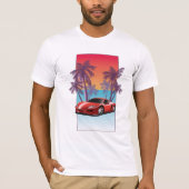 ヴィンテージ レッド スポーツカー Tシャツ (正面)