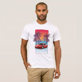 ヴィンテージ レッド スポーツカー Tシャツ (正面フル)