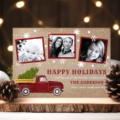 ヴィンテージ レッド トラック クリスマス ツリー スノー レトロ フォト