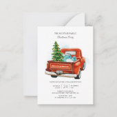 ヴィンテージ レッド トラック クリスマス ツリー ファミリー パーティー ノートカード (正面)