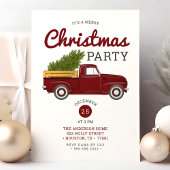 ヴィンテージ レッド トラック クリスマス パーティー 招待状