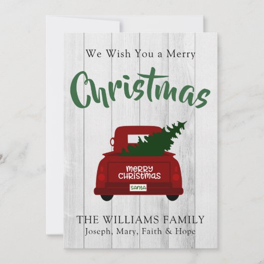 ヴィンテージ レッド ピックアップ トラック -  オーダーメイド シーズンカード (正面)