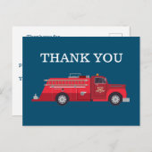 ヴィンテージ レッド ファイヤートラック / ファイヤーエンジン 感謝 ポストカード (正面/裏面)
