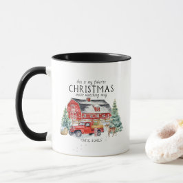 ヴィンテージ レッド ファームハウス トラック | お気に入りのクリスマス マグカップ