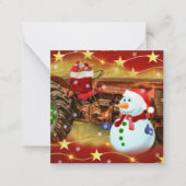 ヴィンテージ レッド ファーム トラクター クリスマス ノートカード (正面)