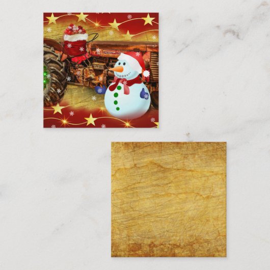 ヴィンテージ レッド ファーム トラクター クリスマス ノートカード (正面/裏面)