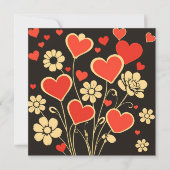 ヴィンテージ レッド フラワー パーソナライズ バレンタインデー シーズンカード (正面)