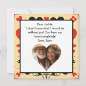 ヴィンテージ レッド フラワー パーソナライズ バレンタインデー シーズンカード (裏面)