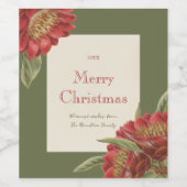 ヴィンテージ レッド フローラル ホリデー カスタムラベル ワインラベル (シングルラベル)