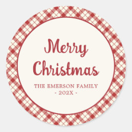 ヴィンテージ レッド プラッド クリスマス ラウンドシール