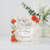 ヴィンテージ レッド ポピー ウェディング 招待状 (スタンド正面)