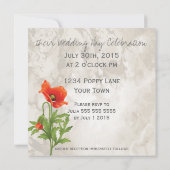 ヴィンテージ レッド ポピー ウェディング 招待状 (裏面)