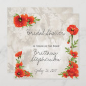 ヴィンテージ レッド ポピー ブライダル シャワー 招待状 (正面/裏面)