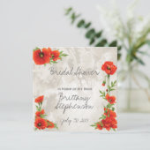 ヴィンテージ レッド ポピー ブライダル シャワー 招待状 (スタンド正面)