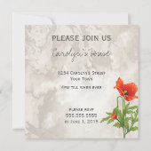 ヴィンテージ レッド ポピー ブライダル シャワー 招待状 (裏面)