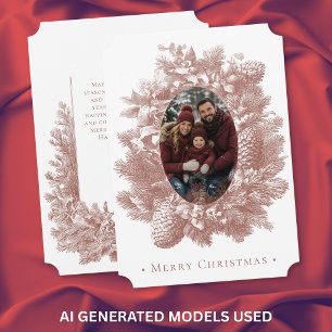 ヴィンテージ レッド リース 植物 Christmas 写真 シーズンカード