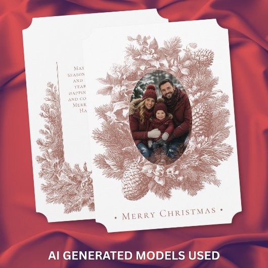 ヴィンテージ レッド リース 植物 Christmas 写真 シーズンカード