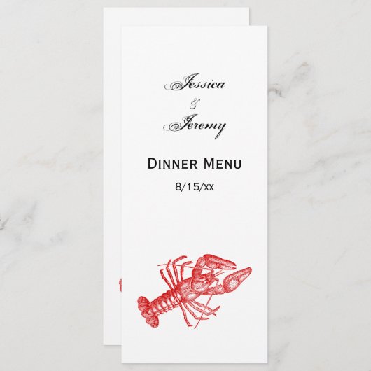 ヴィンテージ レッド ロブスター #1 描画 招待状 (正面/裏面)