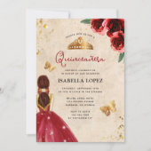 ヴィンテージ レッド ローズ ゴールド エレガント キンセアニエラ 招待状 (正面)