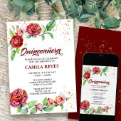 ヴィンテージ レッド ローズ ゴールド コンフェッティ フラワー キンセアニェラ 招待状