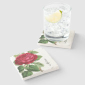 ヴィンテージ・レッド・ローズ ストーンコースター (横)