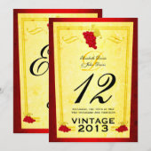 ヴィンテージ レッド ワイン テーブル ナンバー カード (正面/裏面)