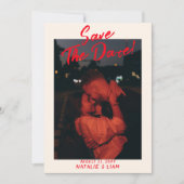 ヴィンテージ レッド 手書き クイッキー フォト ウェディング セーブザデート (正面)