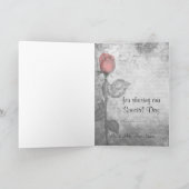 ヴィンテージ·レッド·結婚ローズズ サンキューカード (内部)