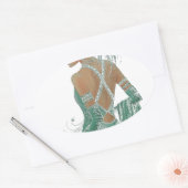 ヴィンテージ レディース ゴーイング グリーン アート プリント 楕円形シール (封筒)