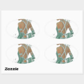 ヴィンテージ レディース ゴーイング グリーン アート プリント 楕円形シール (シート)