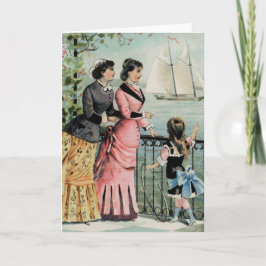 ヴィンテージ・レディーズ・ガール・セーリング・シップ・グリーティング・カード カード