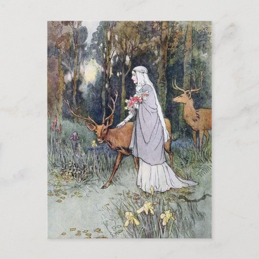 ヴィンテージ·レディー·イン·ザ·ウッズ·グリーティング·カード シーズンポストカード (正面)