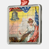 ヴィンテージ·レディー·イーグル·フラッグ·アンド·リバティ·ベル·モシアック メタルオーナメント (左)