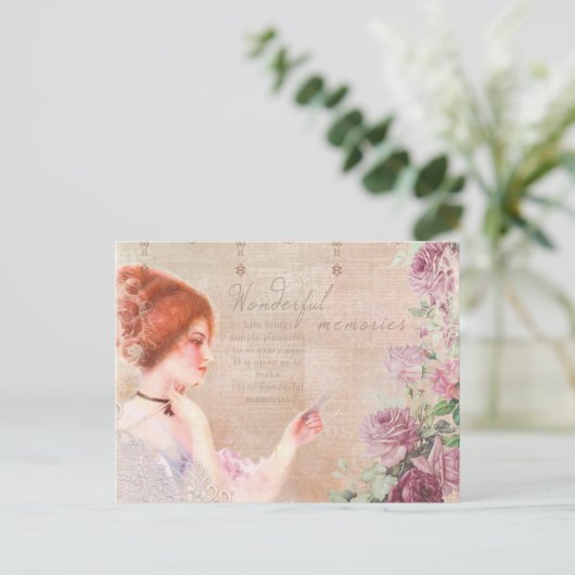 ヴィンテージ レディ ワンダフル メモリーズ エフェメラ ポストカード (スタンド正面)