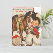 ヴィンテージ レトロなカウボーイとポニー バレンタインデー シーズンカード (スタンド正面)