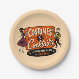 ヴィンテージ・レトロなコスチュームとカクテルのハロウィンパーティー ペーパープレート