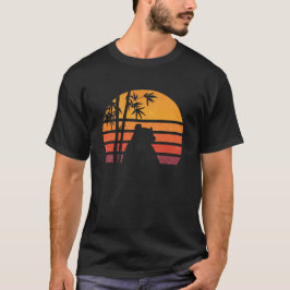 ヴィンテージ・レトロな夕日のパンダのシルエット Tシャツ