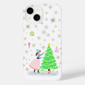 ヴィンテージ・レトロな女性がクリスマスツリーを飾る Case-Mate iPhoneケース (裏面)