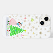 ヴィンテージ・レトロな女性がクリスマスツリーを飾る Case-Mate iPhoneケース (裏面 (横))